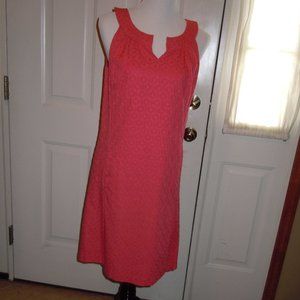 ANN TAYLOR LOFT SLEEVELESS CORAL SUMMER DRESS SZ 10 EUC COTTON, FULLY LINED